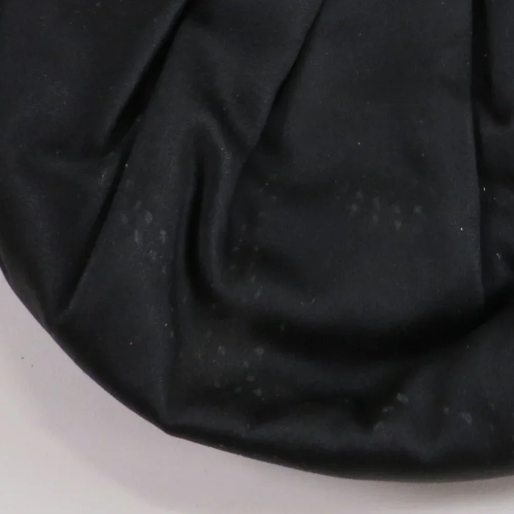 Vintage 1950s Black Satin Pouf Bag with Jeweled Frame Evening Bag Formal Costume